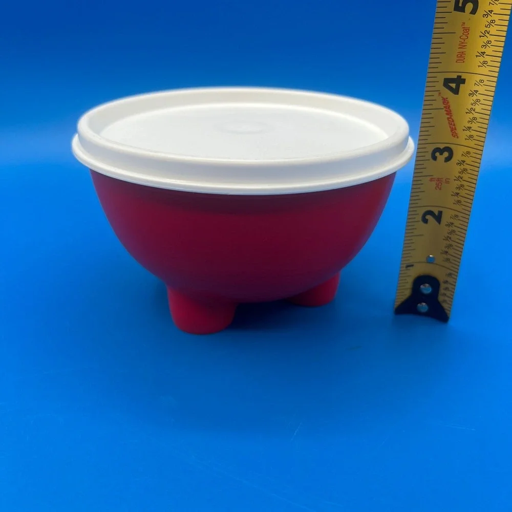 Tupperware Red Molcajete Salsa & Dip Bowl with White Lid 450ml
